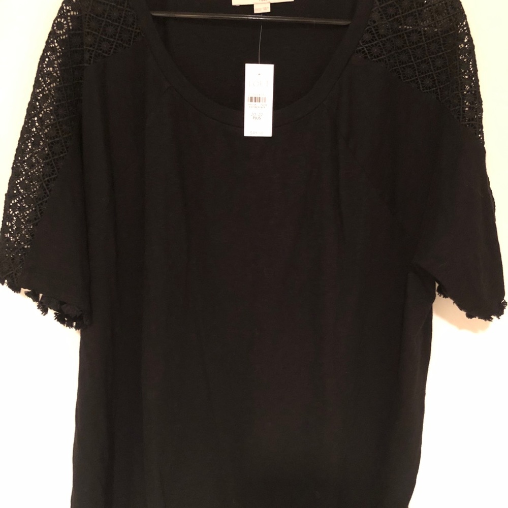 COPY - LOFT NEW black short sleeve top w/detailed…